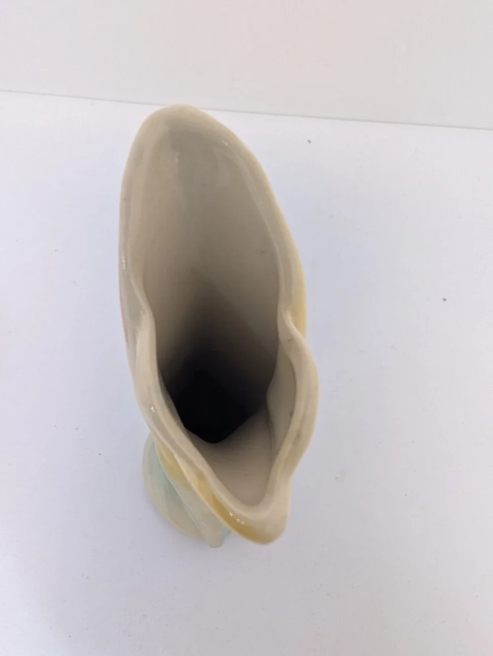 Shawnee Pottery Yellow and Blue Ceramic Bud Vase Art deco design #1125